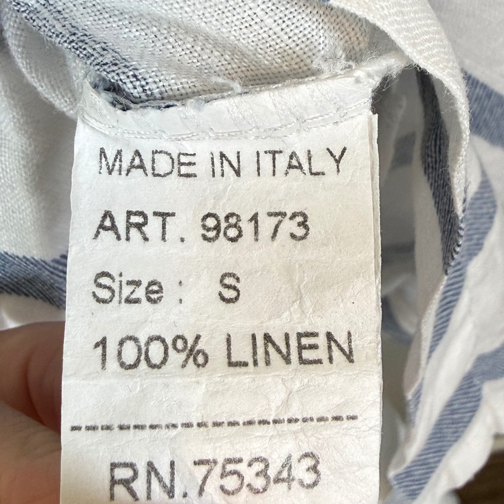 Viola Borghi Linen Tunic Women S Blue White Stripe Made in Italy Coastal Travel - Picture 9 of 10